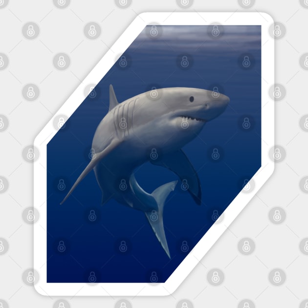 Great White Shark - Digital Painting Sticker by TMBTM